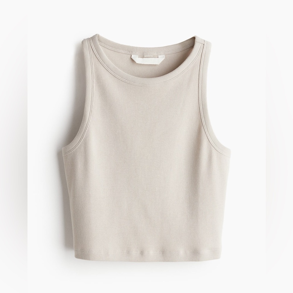 H&M DIVIDED TAN RIBBED TANK